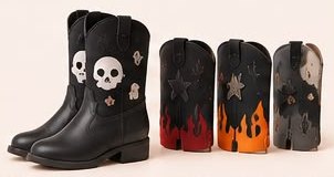 Botas Kibibi para niño, diseño Calaveras y flamas